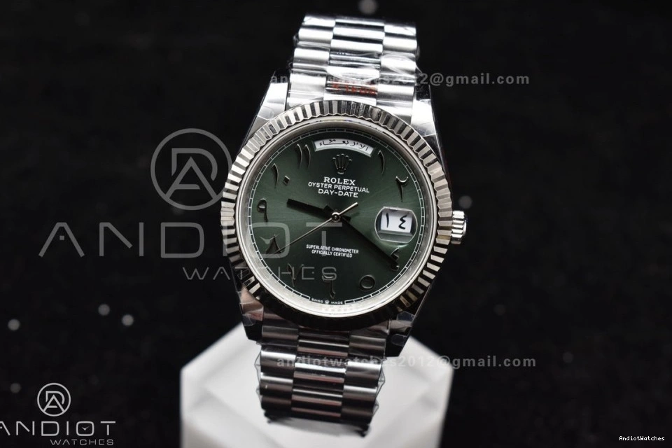 Steel SS President 722 904L V3 UrbanStyle Weight) 40 VR3255 Green DayDate Arabic JDF Dial on (Gain Bracelet 0718